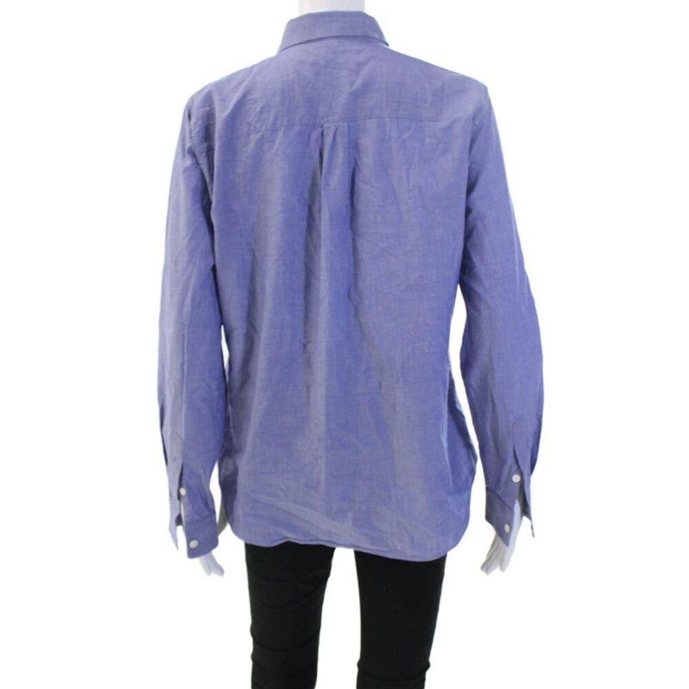 Theory Womens Basic Collared Button-Up Top Blue Cotton Long Sleeve Size M - Picture 3 of 6